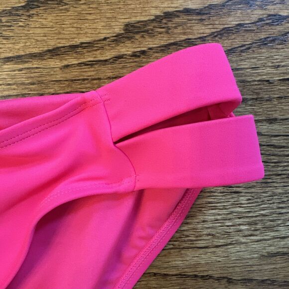 Zmart Strappy Women's Low Rise Neon Pink Bikini Bottoms Full Coverage Swim - M - Picture 3 of 7